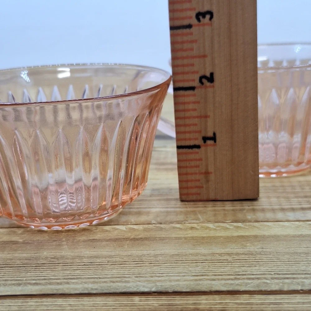 2 Vintage Anchor Hocking Queen Mary Ribbed Pink Depression Glass Cups 3 3/4" - Picture 9 of 10